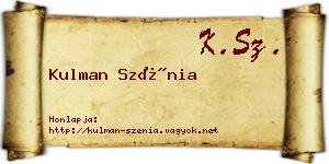 Kulman Szénia névjegykártya